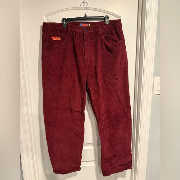 Zumiez Empyre Burgundy/Maroon Corduroy Baggy Pants - Picture 1 of 3